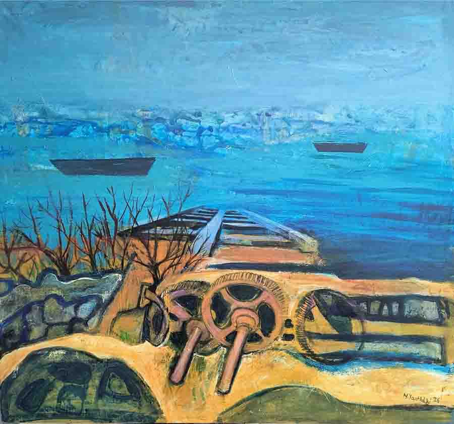 Art Exhibition Aineias Εικαστική Έκθεση Μαρίας Ξανθάκη στο Βαφοπούλειο 12 Μαΐου 5 Τα αινίγματα της όρασης πίνακας Μαρίας Ξανθάκη