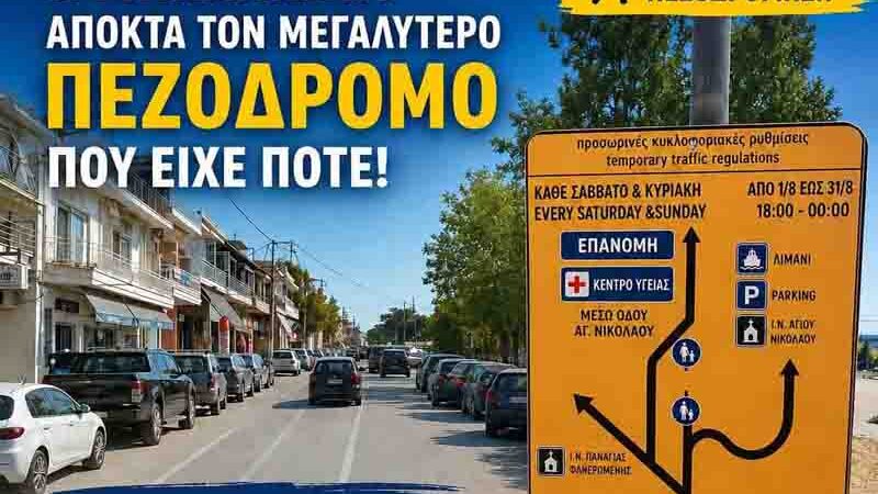 Pedestrian street Nea Michaniona Η Νέα Μηχανιώνα αποκτά πεζόδρομο από 1 Αυγούστου