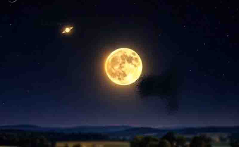 Full Moon and Saturn Κρόνος και Πανσέληνος μαζί στον έναστρο ουρανό στις 25 Οκτωβρίου 2026 2 Full Moon and Saturn